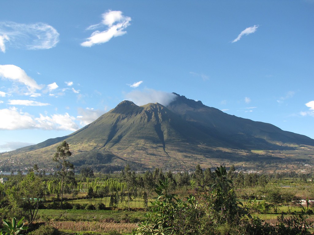 Imbabura Volcano above the fields near Ibarra, Ecuador